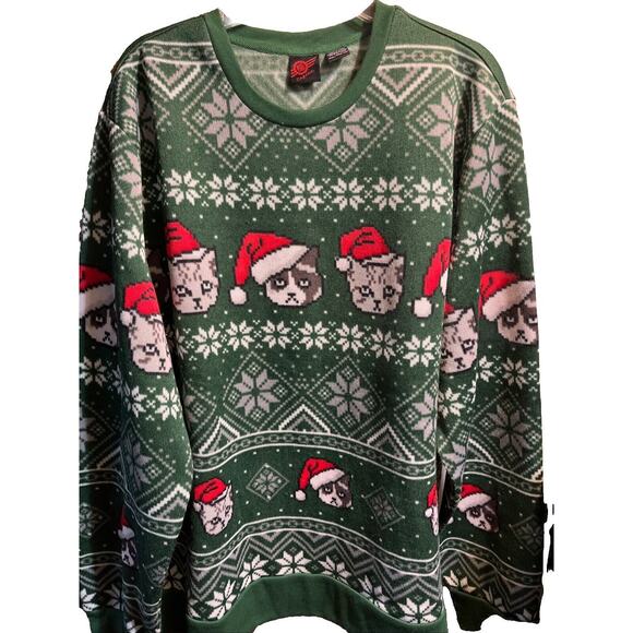 Mad Engine Ugly Christmas Sweater Men’s XXL Red Green Cats Holidays Pullover EUC - Picture 1 of 11